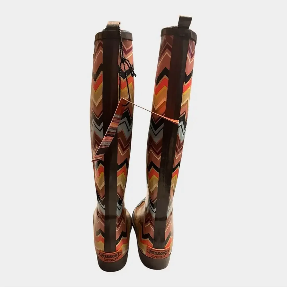 NWT MISSONI for Target Chevron Rain Boots Multicolor Size 6